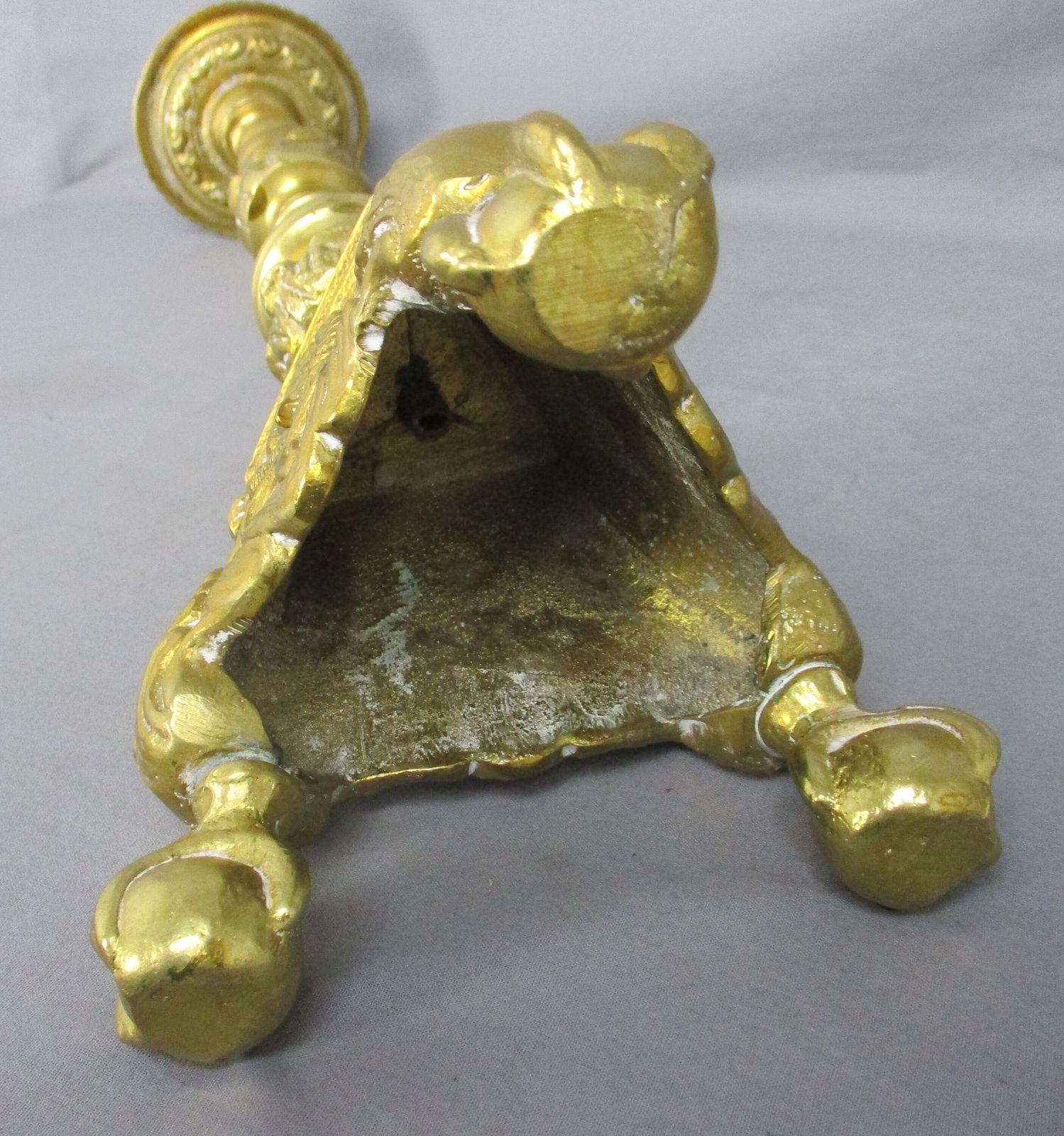 Gothic Large Candle Stick Candle Holder Brass Angel Faces Twisted Stem Gorgeous photo buy