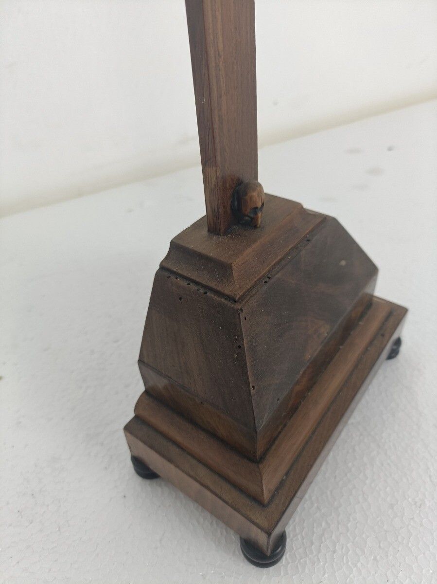 Standing Crucifix Cross Hand Carved Wood  Art Piece Corpus French Magnificent photo vintage