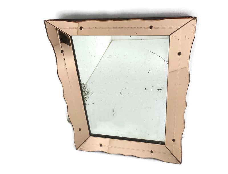 Large Art Deco Nouveau Wall Hanging Ornate Mirror Vanity Dresser Clear Etched Pi