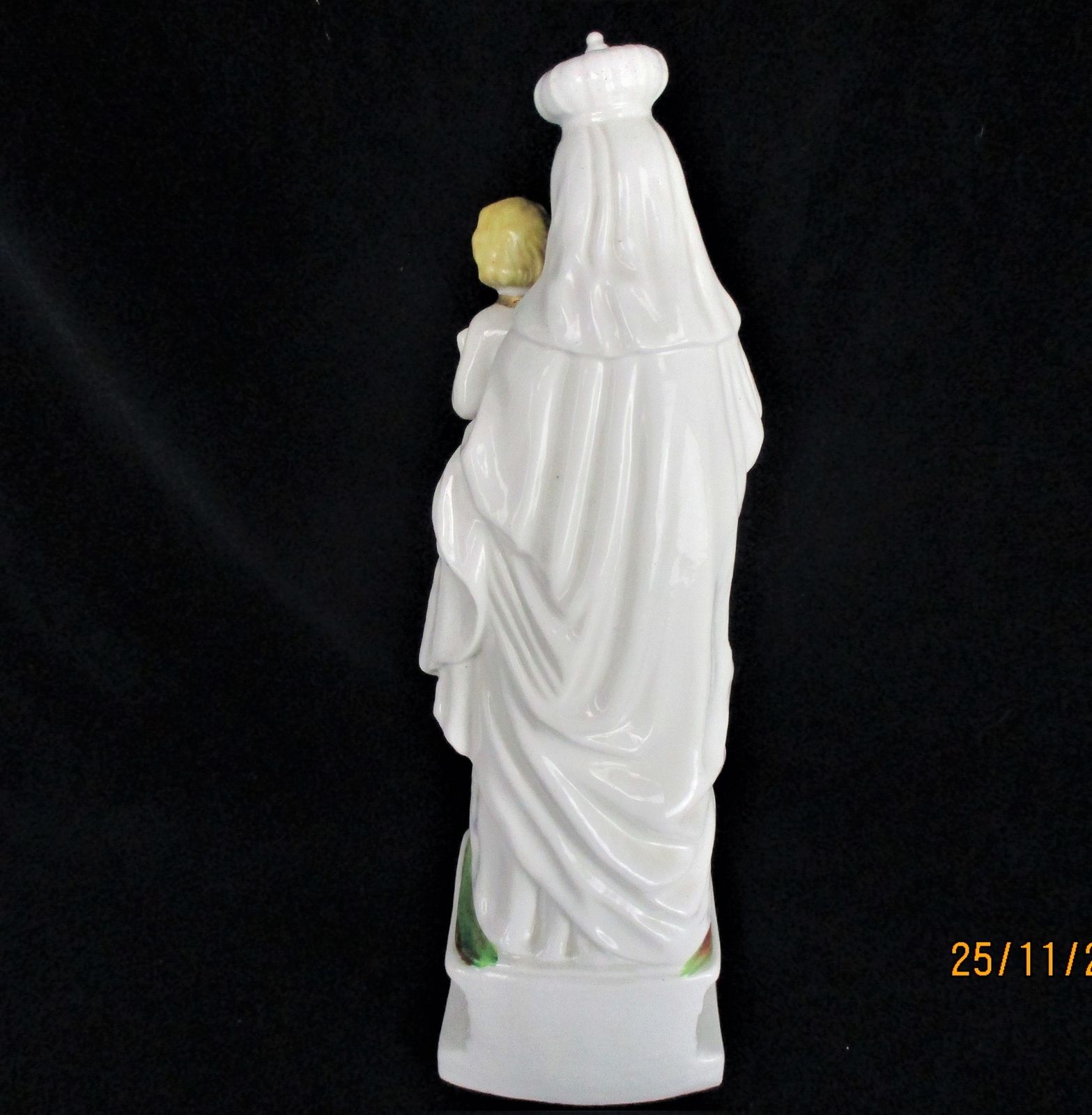 Large Antique 1900 Vieux Paris Porcelain Bisque Statue Virgin Mary Madonna With photo vinterior