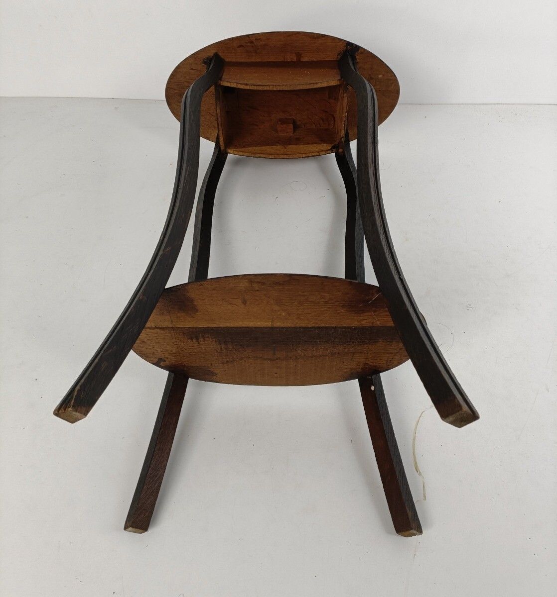 Antique Oval Two Tier Two Toned Pedestal Plant Stand Side Table Elegant photo vintage