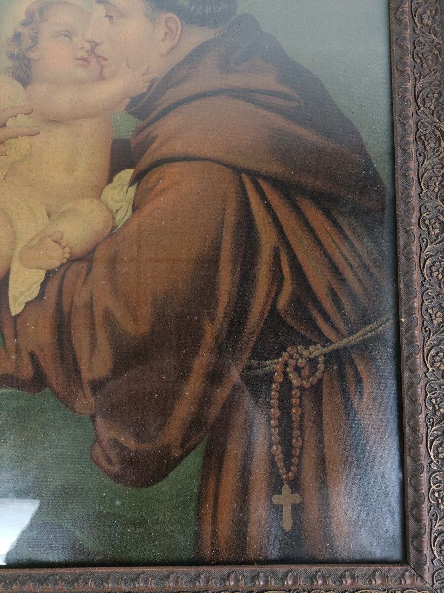 Framed Print Behind Glass Ornate Saint Anthony Of Padua With Infant Child Jesus photo Art