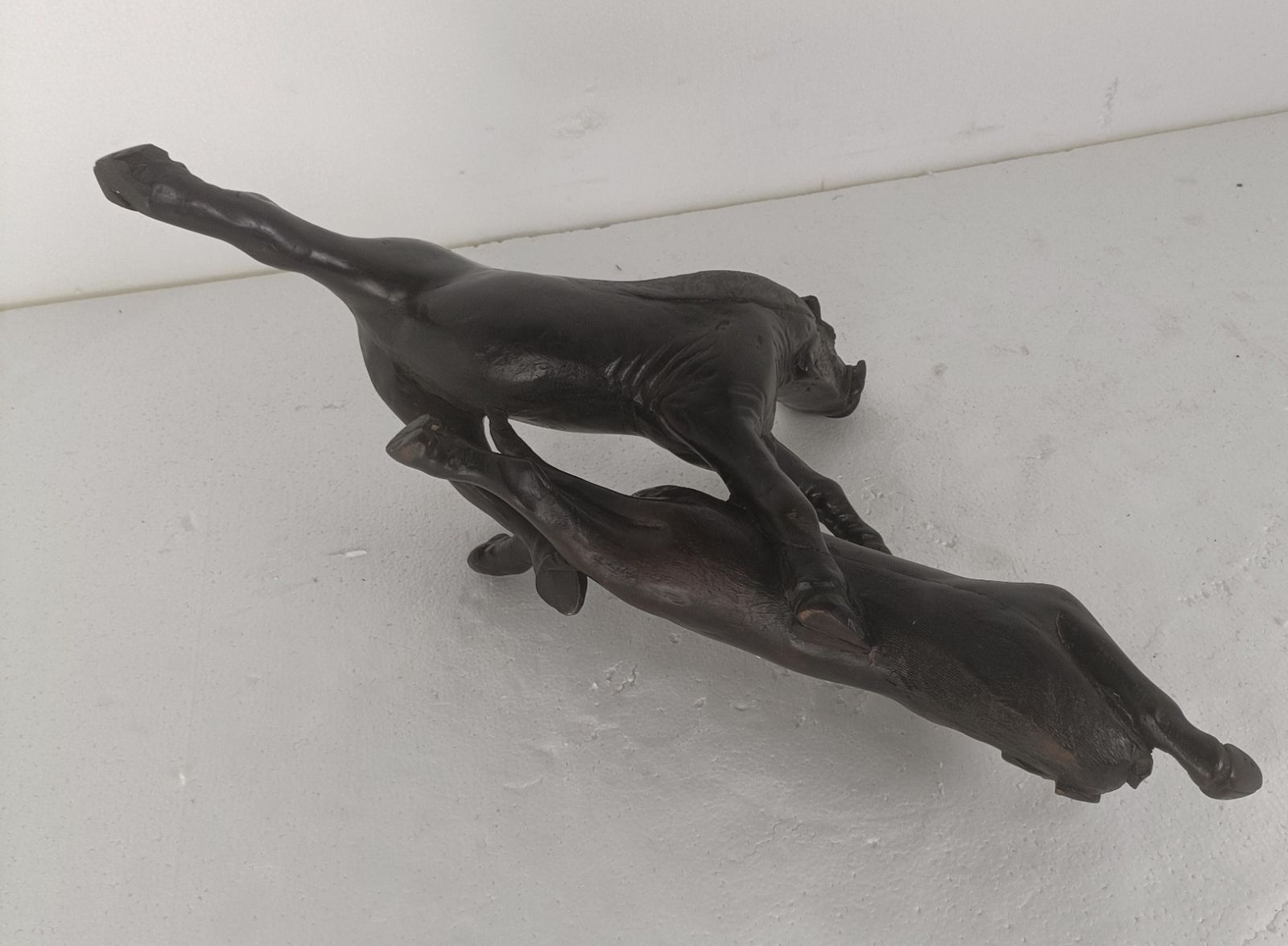 photo for sale Stunning Sculpture Figurine Black Forest Hand Carved Wood  Wild Boars Vintage