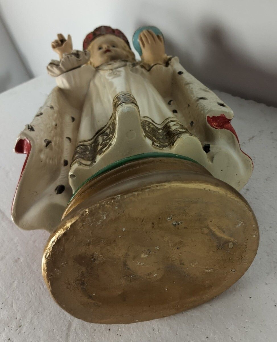 photo furniture Large Statue Infant Of Prague Infant Jesus Santo Nino Plaster Hand Painted Chape