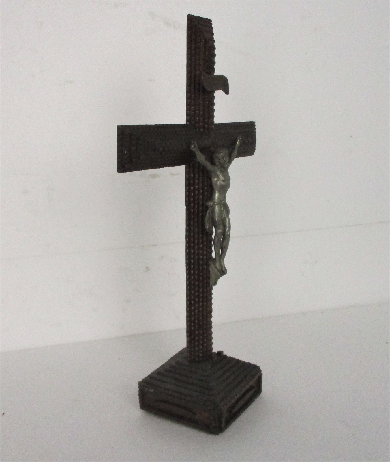 Tramp Trench Tramp Folk Art Standing Hand Carved Wooden Crucifix 19.68" photo buy