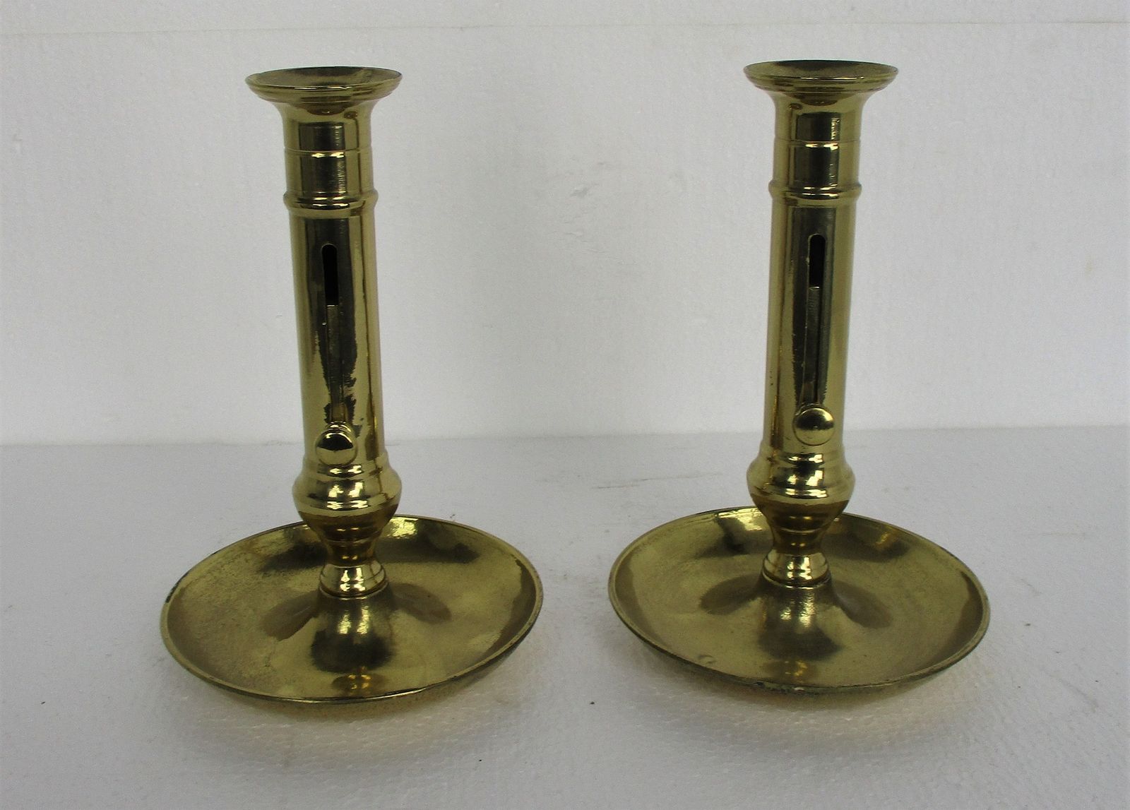 Couple Vintage Candle Sticks Candle Holders Brass Sliding Candle Holders photo furniture