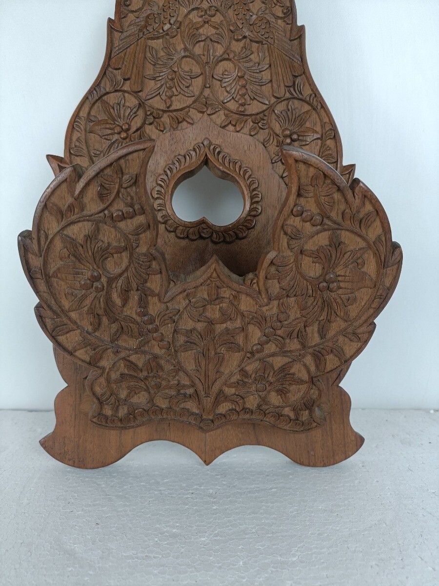 Ornate Hand Carved Wood Wooden Wall Rack Letter Box Modernist Vintage photo Furniture