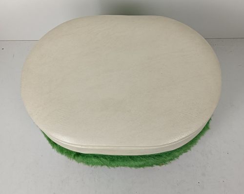 Vintage Retro Sewing Box Basket Worker Green Fabric White Plastic Quilting Knitt photo furniture