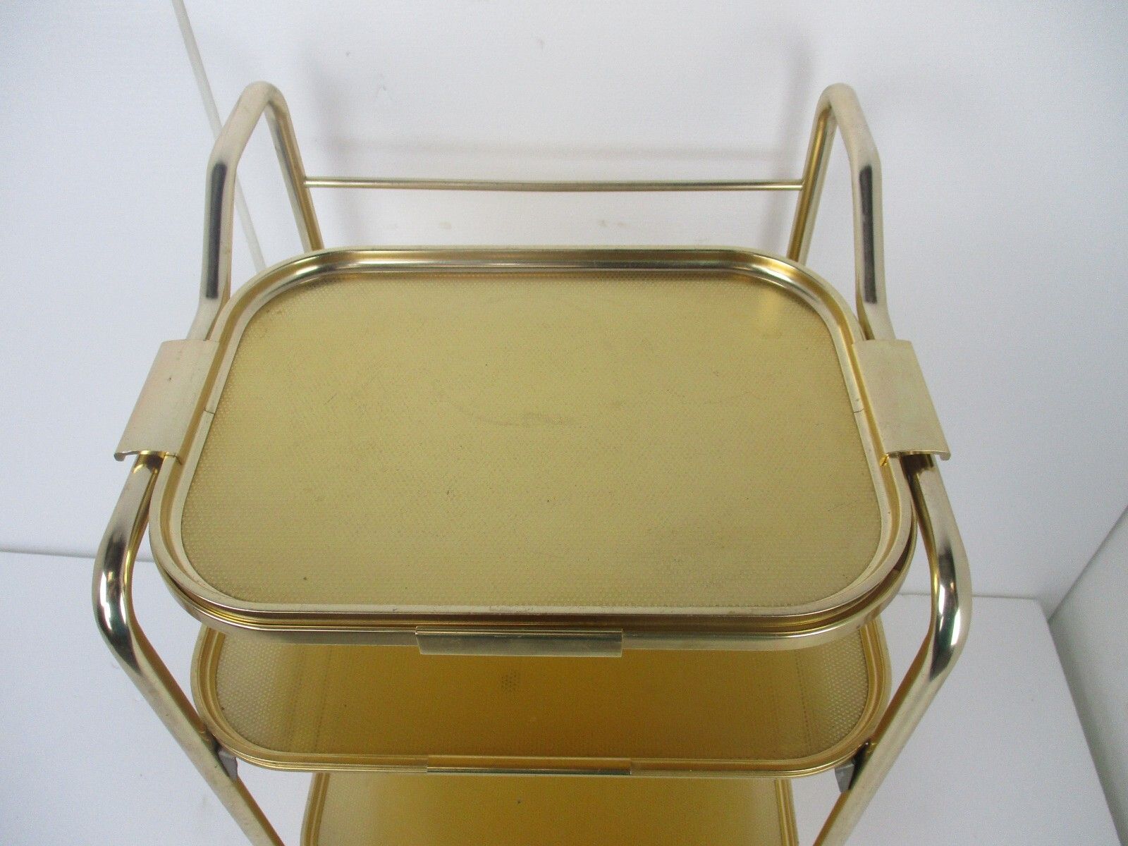 Woodmet Bar Cocktail Tea Cart Trolley Kitchen Island Uk Gold Aluminium Very Rare photo for sale