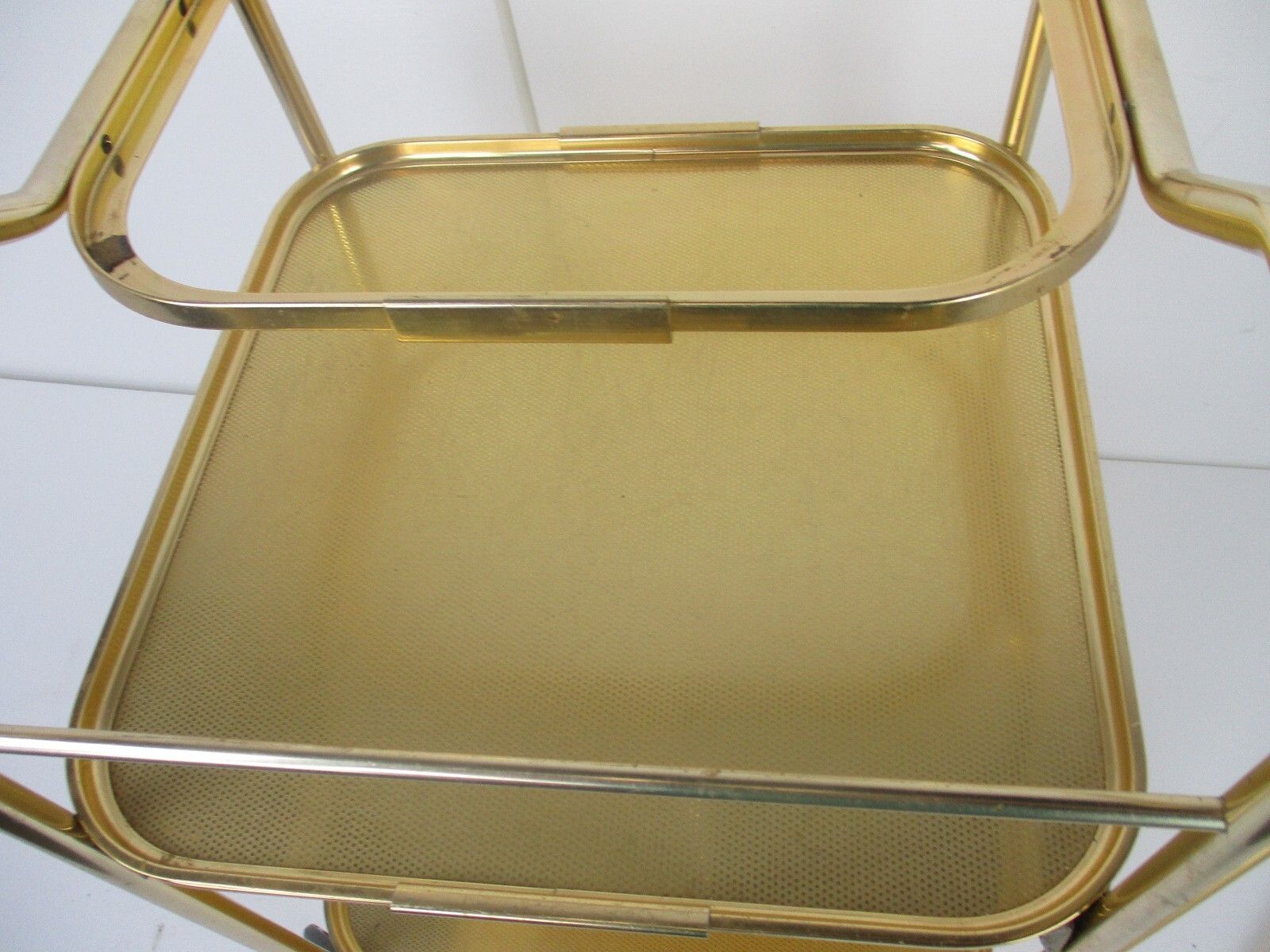 Woodmet Bar Cocktail Tea Cart Trolley Kitchen Island Uk Gold Aluminium Very Rare photo vintage