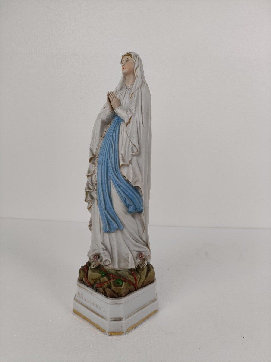 Porcelain Bisque Statue Virgin Mary Our Lady Of Lourdes French  Gorgeous Collect photo furniture