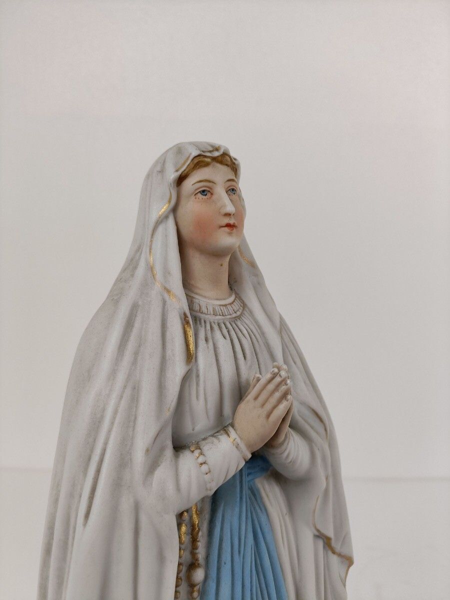 Porcelain Bisque Statue Virgin Mary Our Lady Of Lourdes French  Gorgeous Collect photo 323.0