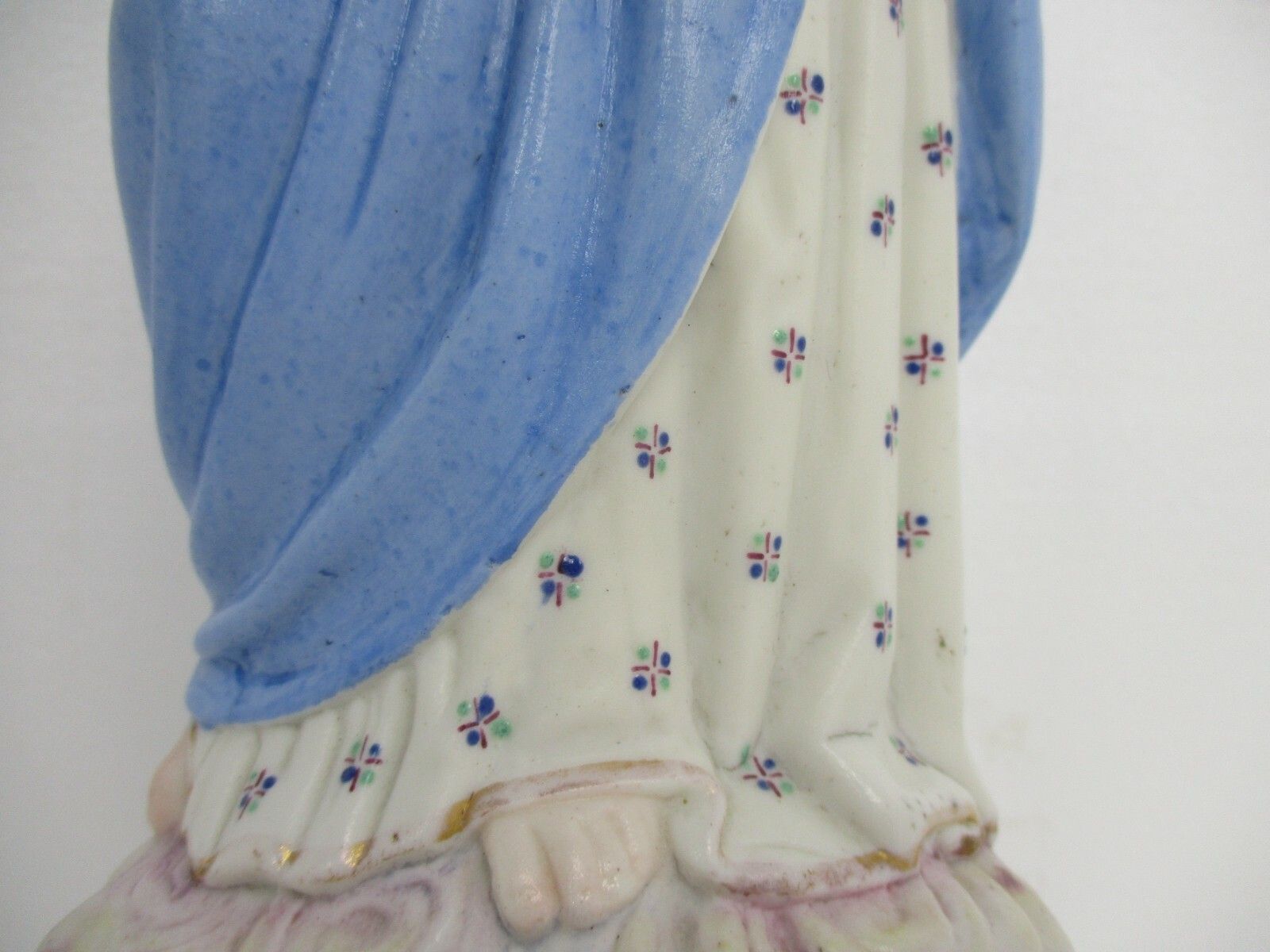 French Antique  Bisque Statue Virgin Mary Lady Madonna Infant Polychrome 15.94" photo vinterior