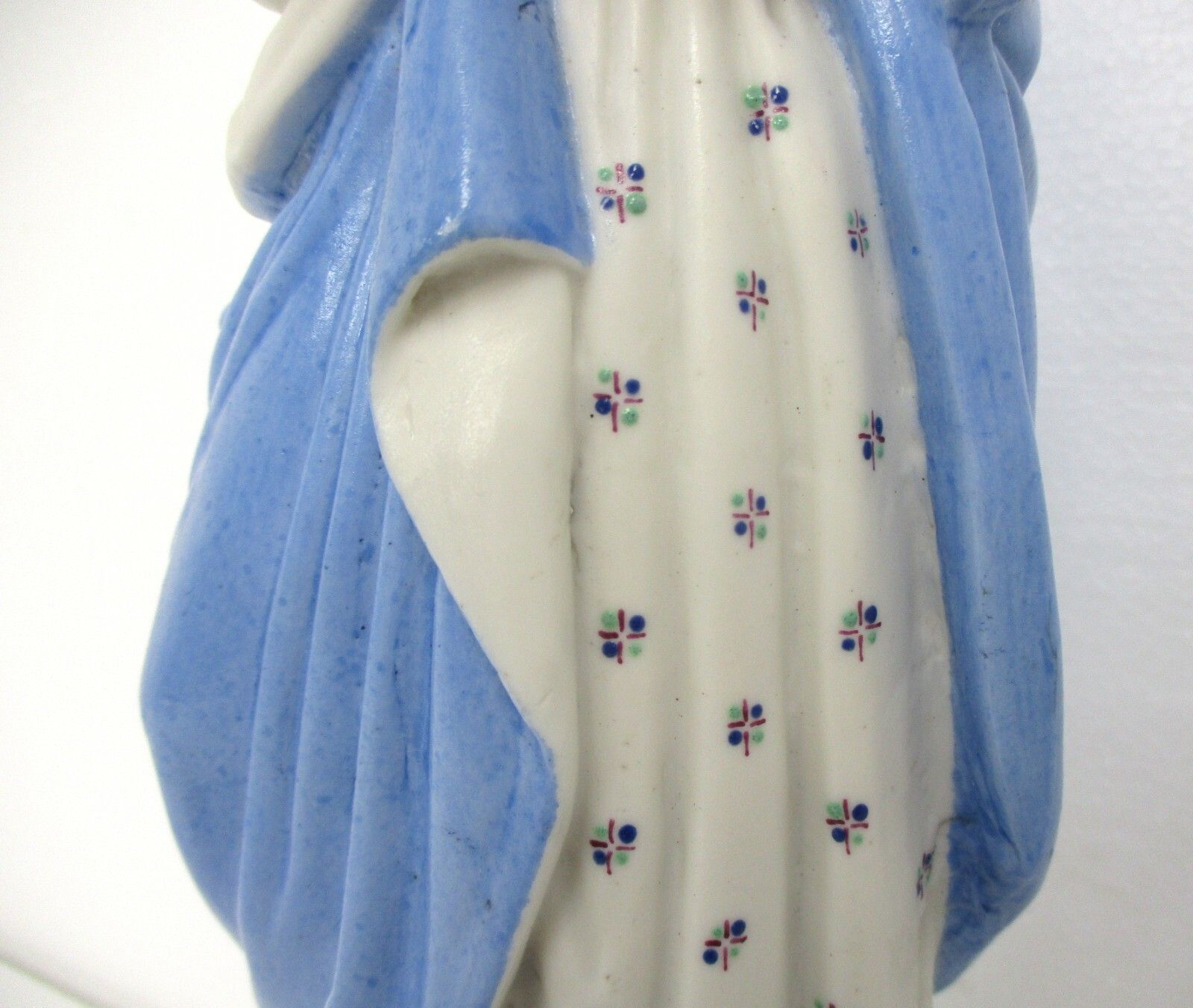 French Antique  Bisque Statue Virgin Mary Lady Madonna Infant Polychrome 15.94" photo vintage