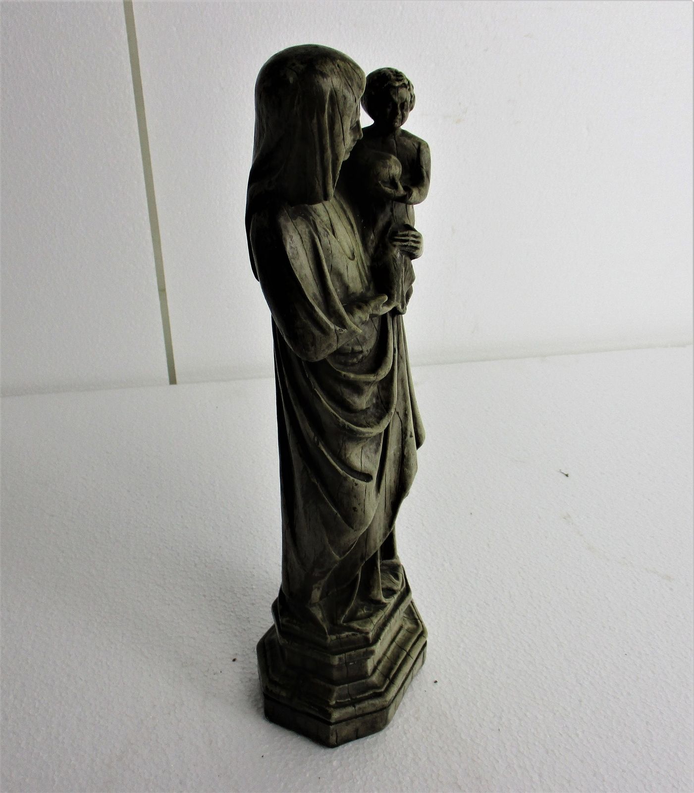 Statue Virgin Mary Madonna Notre Dame Our Lady  Infant Jesus Child  Plaster  S photo for sale