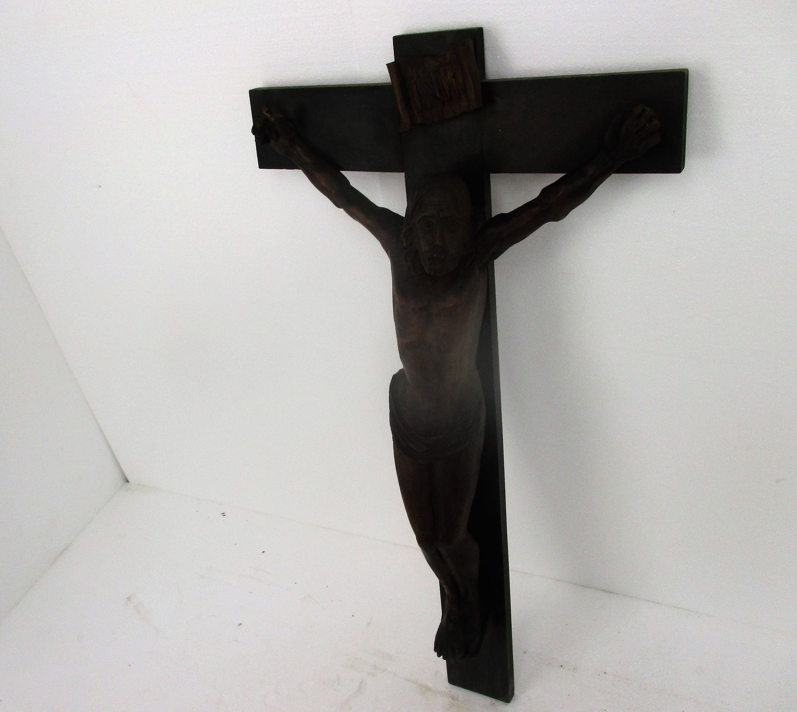 Gorgeous Completely Hand Carved Wood Hanging Crucifix Cross Jesus Christ Stunnin photo furniture