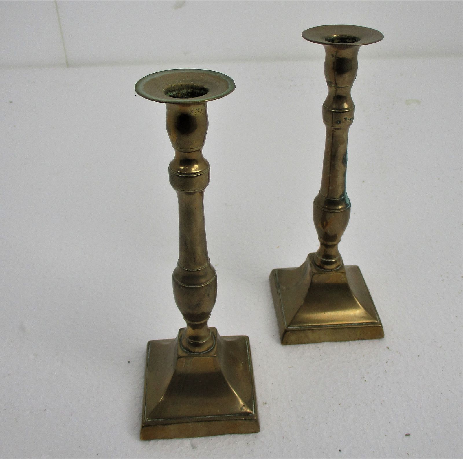 Antique Couple Pair  Brass Candle Holders Candle Sticks Bauhaus Art Deco Lovely photo for sale