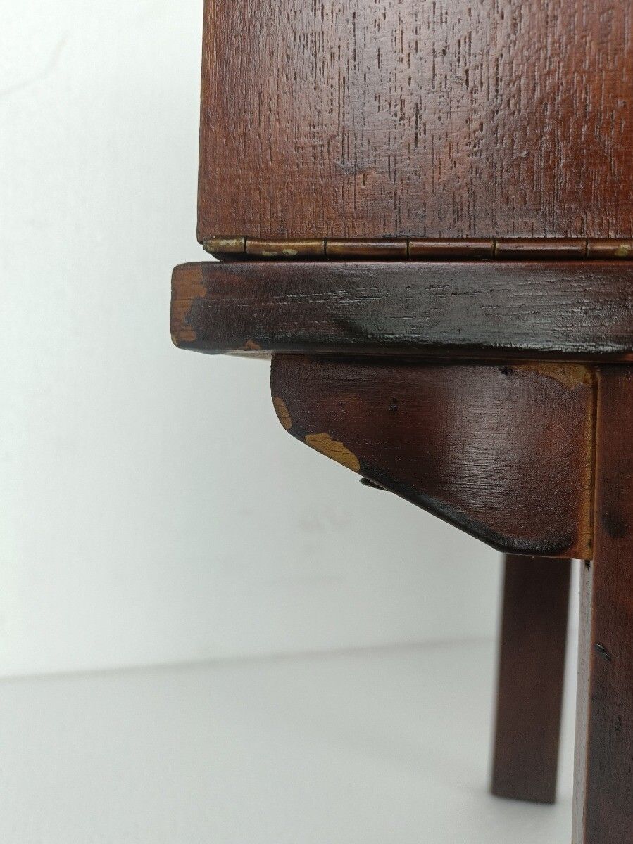 photo for sale Vintage Retro Modernist Wooden Nightstand Cabinet End Table Funky Iron Legs