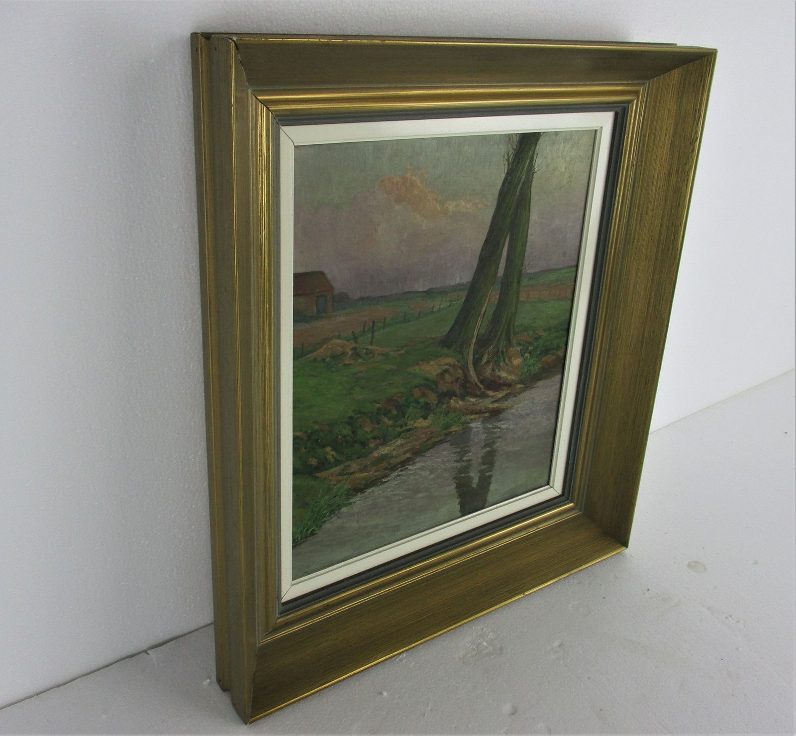 Beautiful Oil Painting On Canvas  Framed  Landscape Trees Lovely 60s photo Art