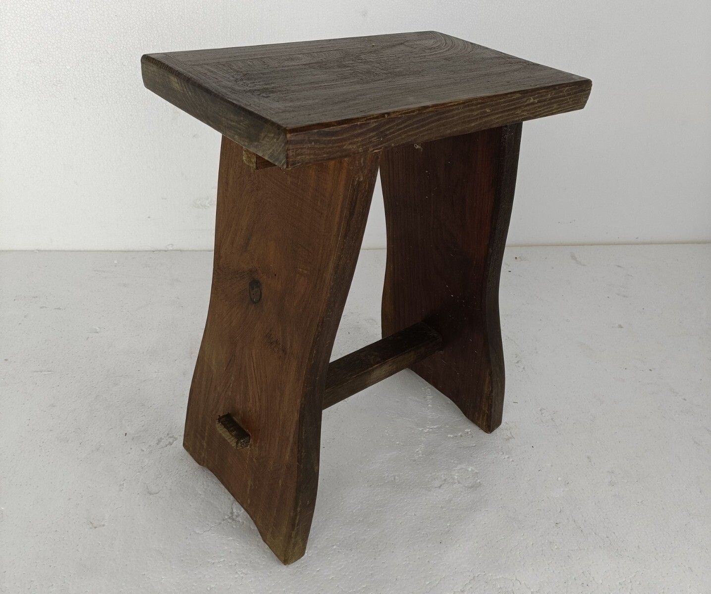 Antique Milking Stool Bench Crutch Pedestal Barn Country Style Wood photo vinterior