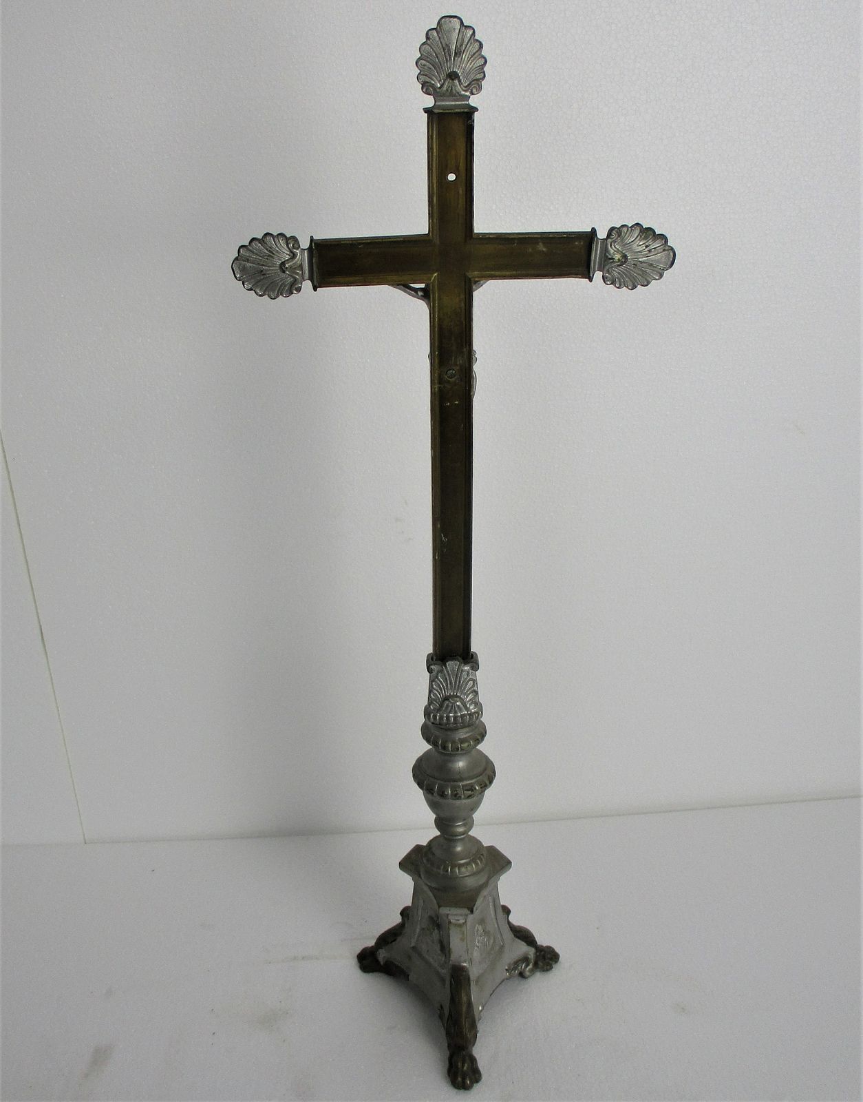 photo furniture Large Mid Century Vintage Standing Crucifix Jesus Christ Cross Ornate Rare Altar