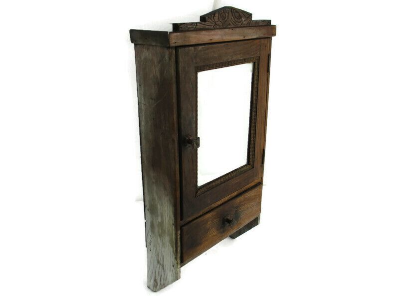 Kitchen Medicine Apothecary  Bathroom Cabinet Beveled Glass Beautiful Barn Style
