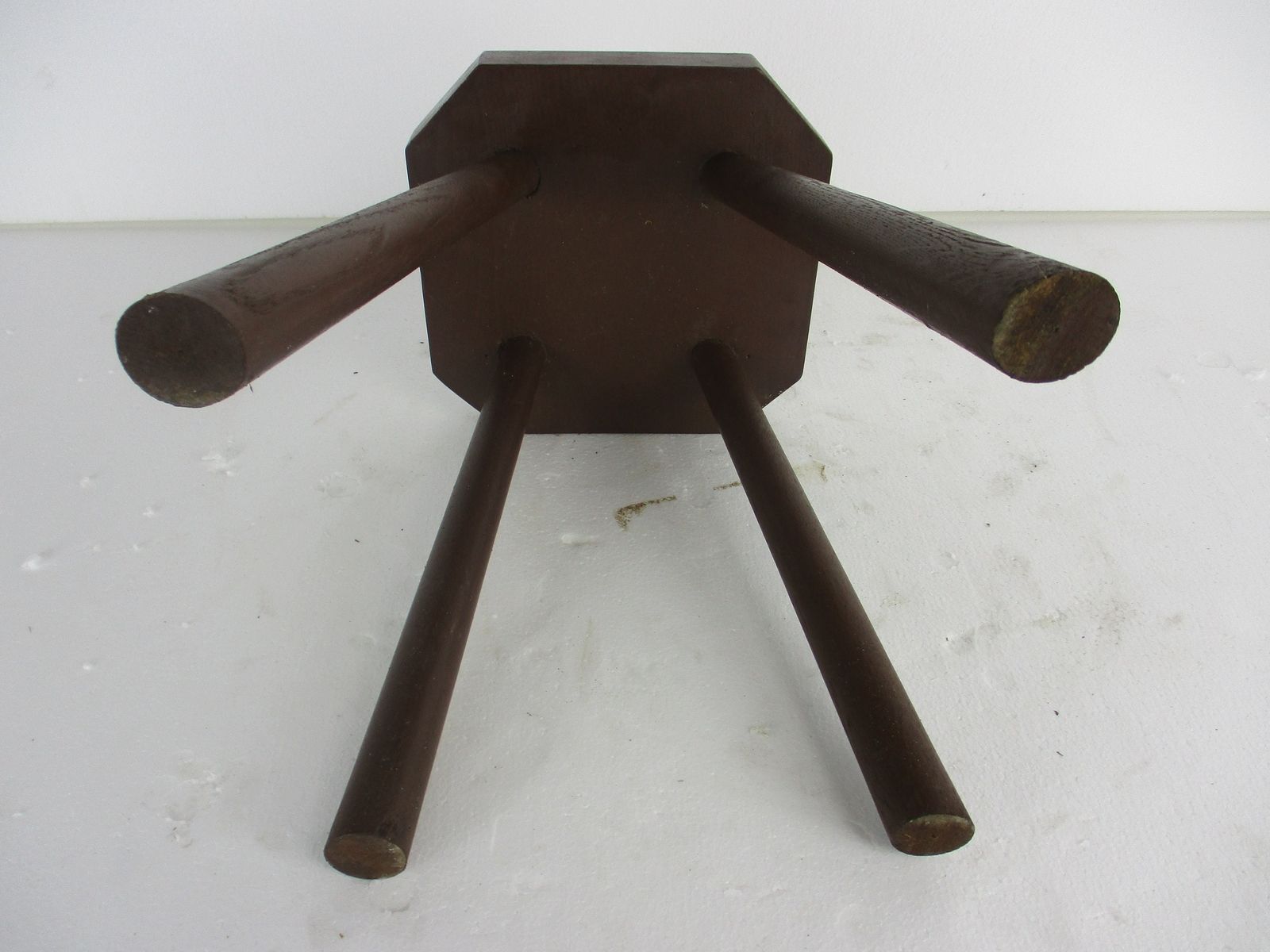 Antique Hand Carved Wood  Milking Stool Pedestal Table Pedestal Barn Style Funky photo vinterior