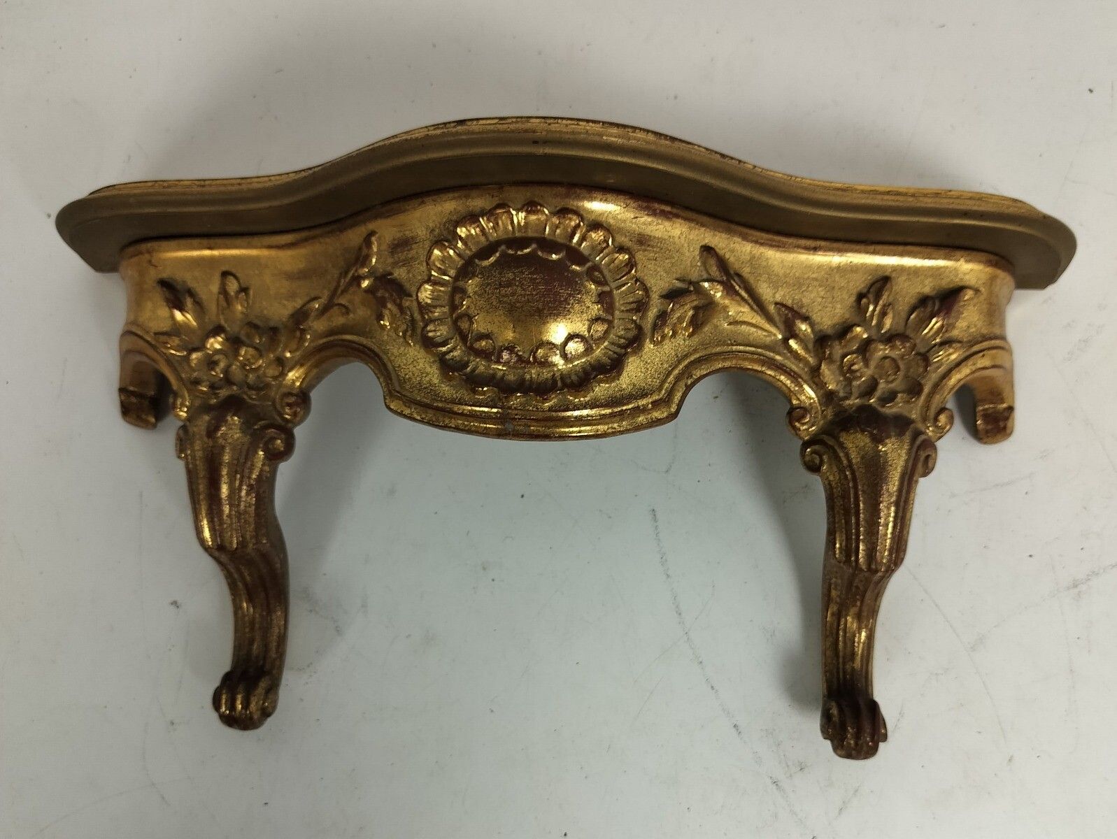 Ornate Wall Mounted Console Mirror Hollywood Regency Gold Gilded Wood Plaster photo Home Decor