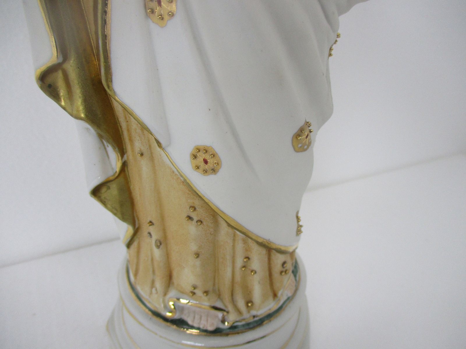 Antique Porcelain Bisque Statue Virgin Mary Our Lady Madonna Infant Jesus  Orang photo for sale
