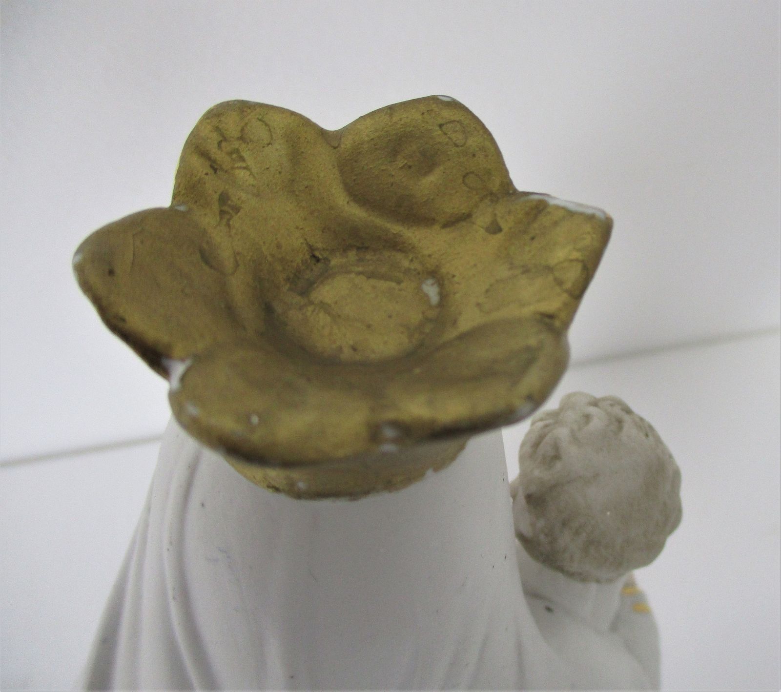Antique Porcelain Bisque Statue Virgin Mary Our Lady Madonna Infant Jesus  Orang photo vintage