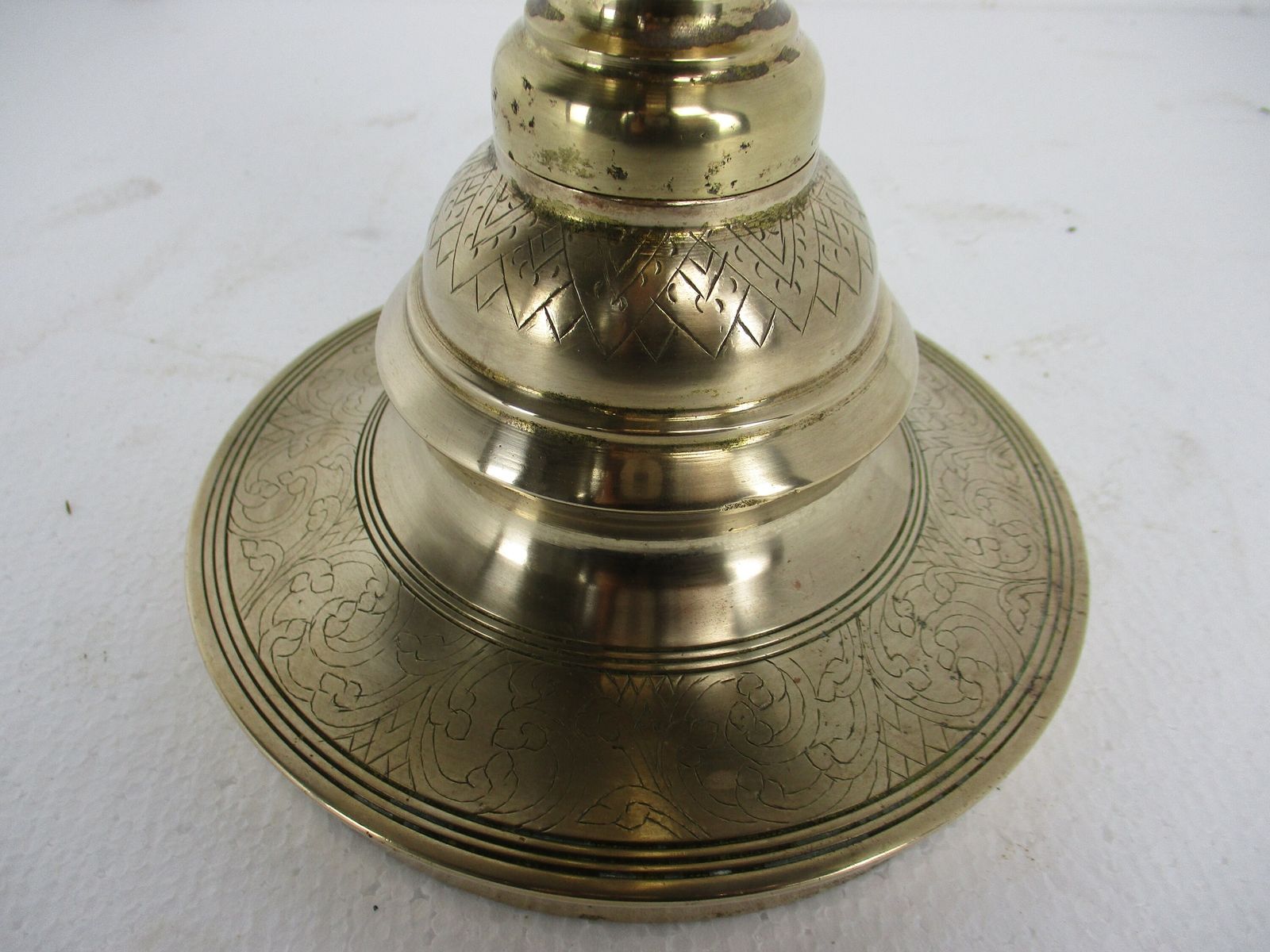 Xl Floor Candle Holder Candle Stick  Etched Engraved Brass Ornate Beautiful 29.3 photo for sale
