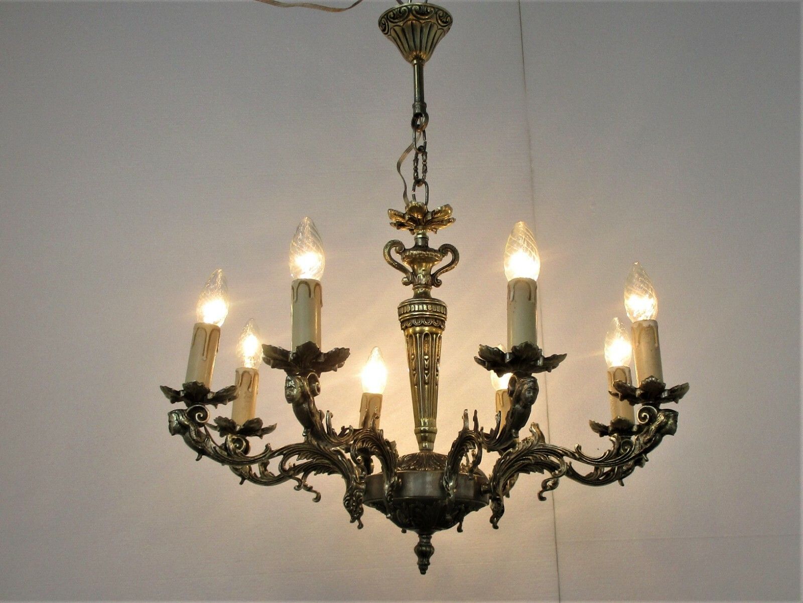 Gorgeous Chandelier Cariatides Sirens Spelter 8 Arm Lights Revival Light Lamp photo furniture