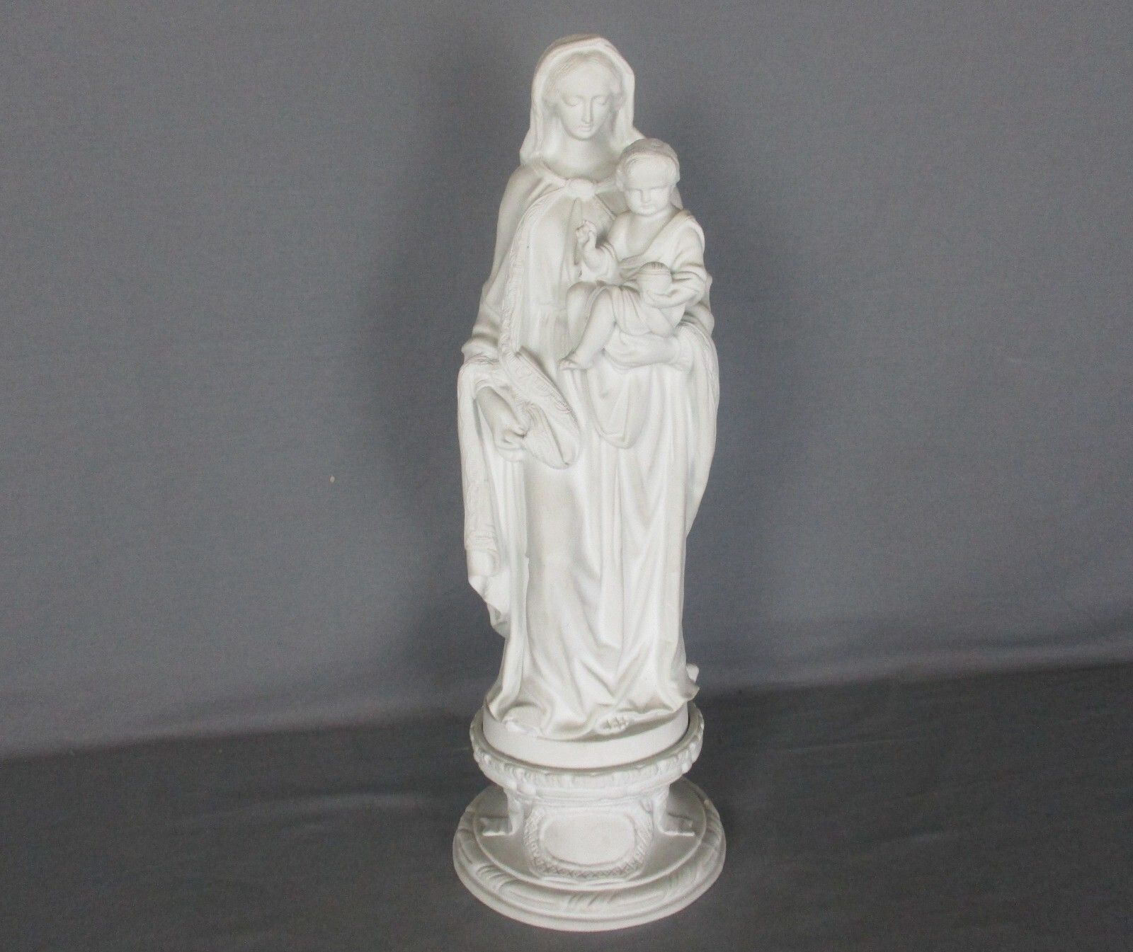 French Antique 1900 Bisque Statue Virgin Mary Our Lady Infant Exquisite 17.32"