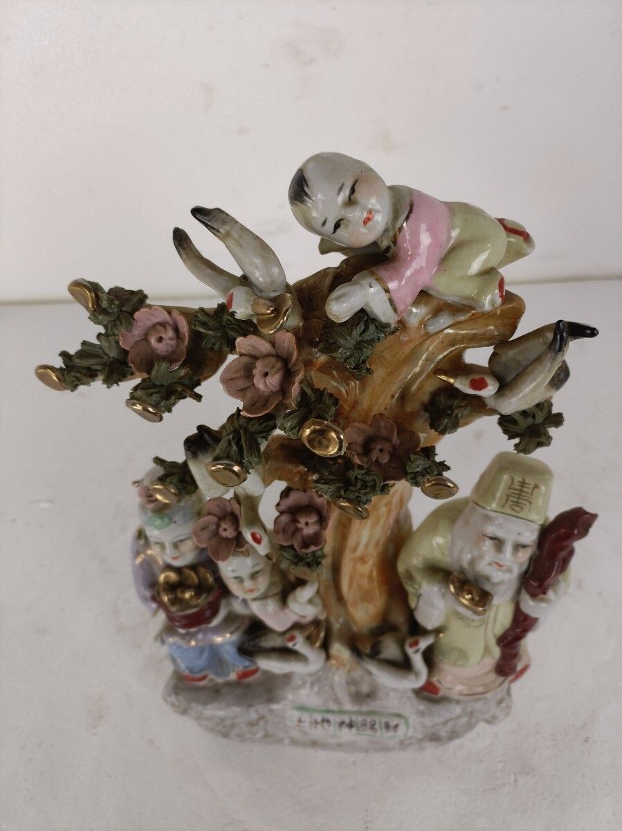 Hand Painted Ceramic Chinese Feng Shui Prosperity Fertility Figurine Statue Kids photo furniture