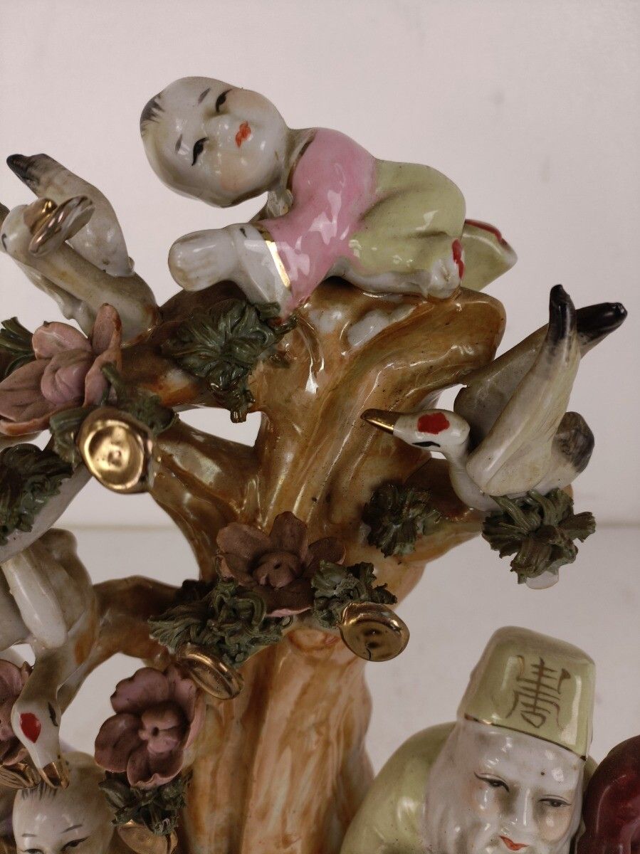 Hand Painted Ceramic Chinese Feng Shui Prosperity Fertility Figurine Statue Kids photo Home Decor