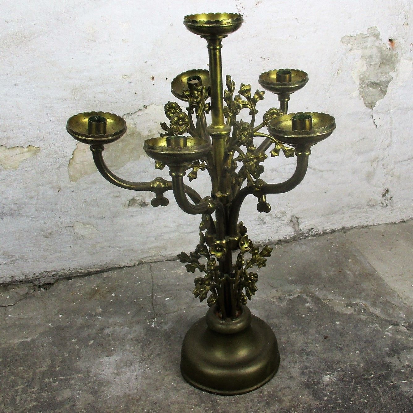 Xl Church Chapel Gorgeous Brass Ornate Candle Holder Candelabra 6 Arm Decorative photo furniture