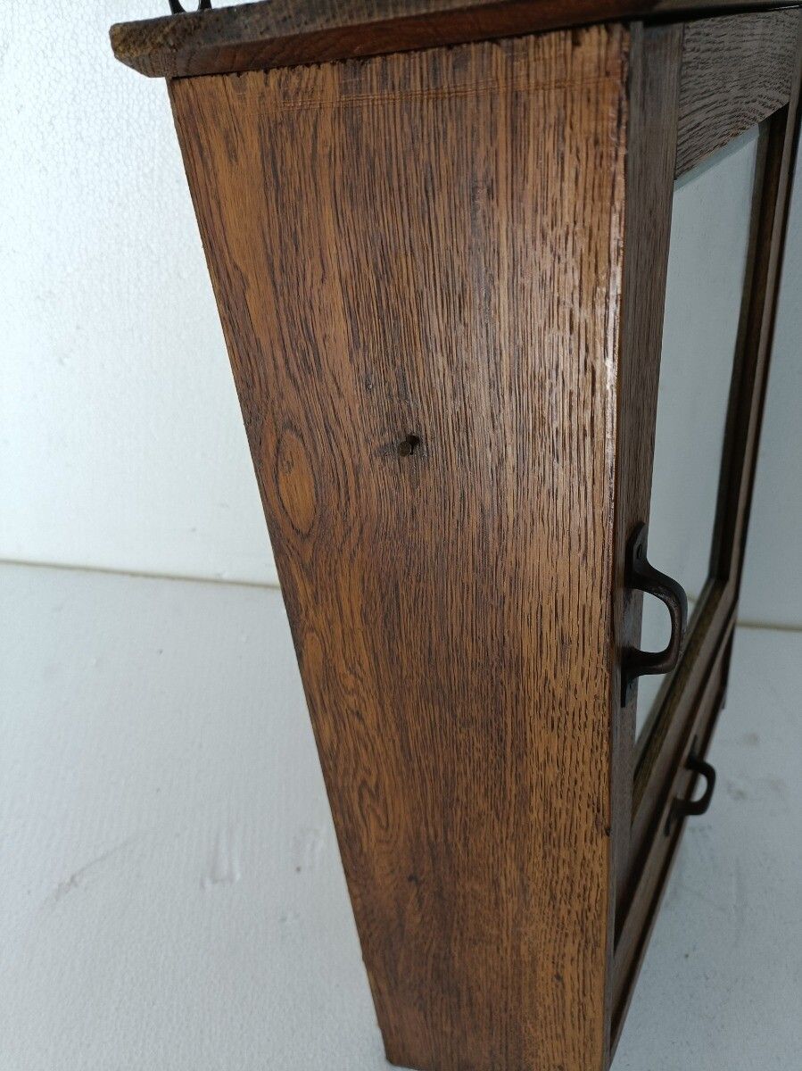 Antique Medicine Apothecary Bathroom Cabinet Beveled Glass Mirror Pediment Towel photo vintage