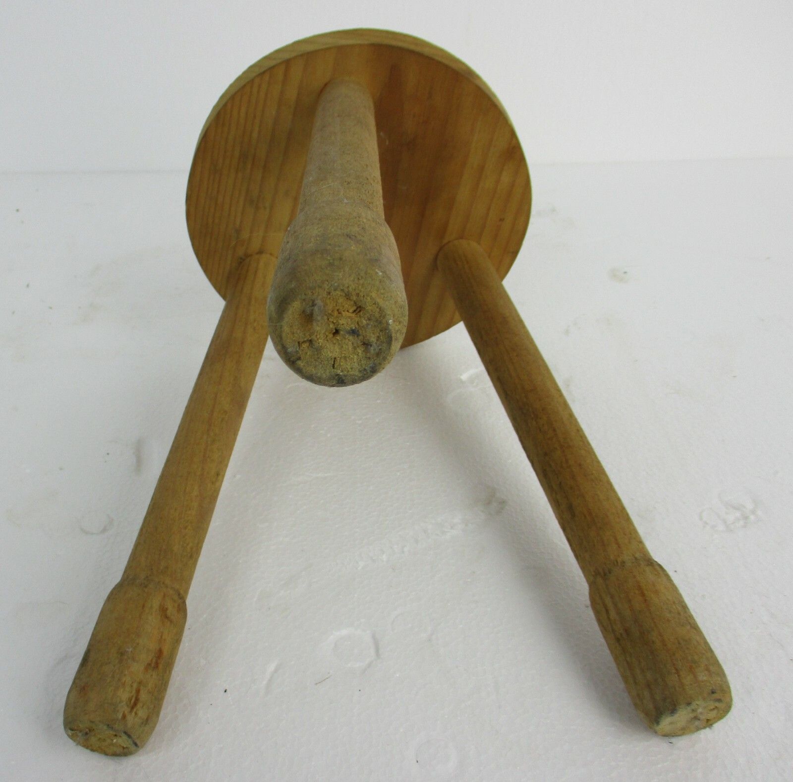 Vintage Hand Carved Wood Tripod Milking Stool Pedestal  Table Pedestal Country photo vinterior