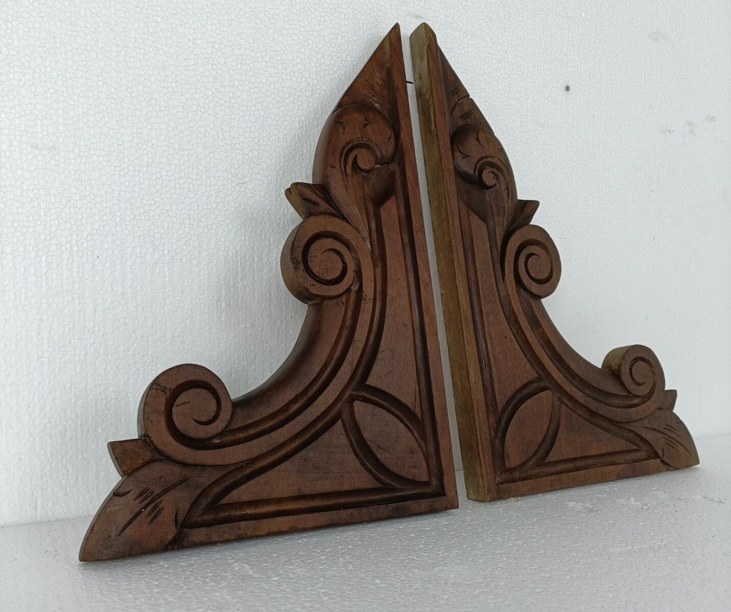 Couple French Corbels Hand Carved Wood  Pediment Ornate Finial Architectural Bra photo Home Decor