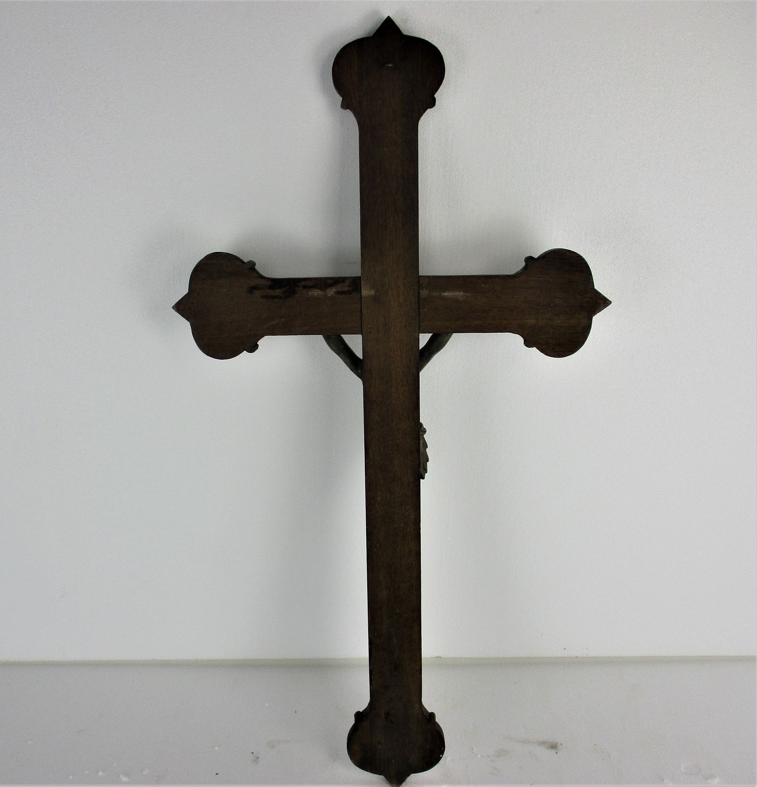 Xl Hand Carved Wood Hanging Ornate Church Chapel Crucifix Faux Brass Spelter  Co photo vinterior