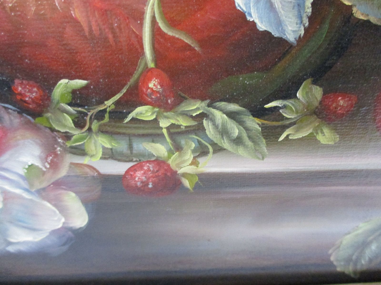 Oil Painting Canvas Wooden Frame Gorgeous Stillife Flowers Vase Signed photo buy