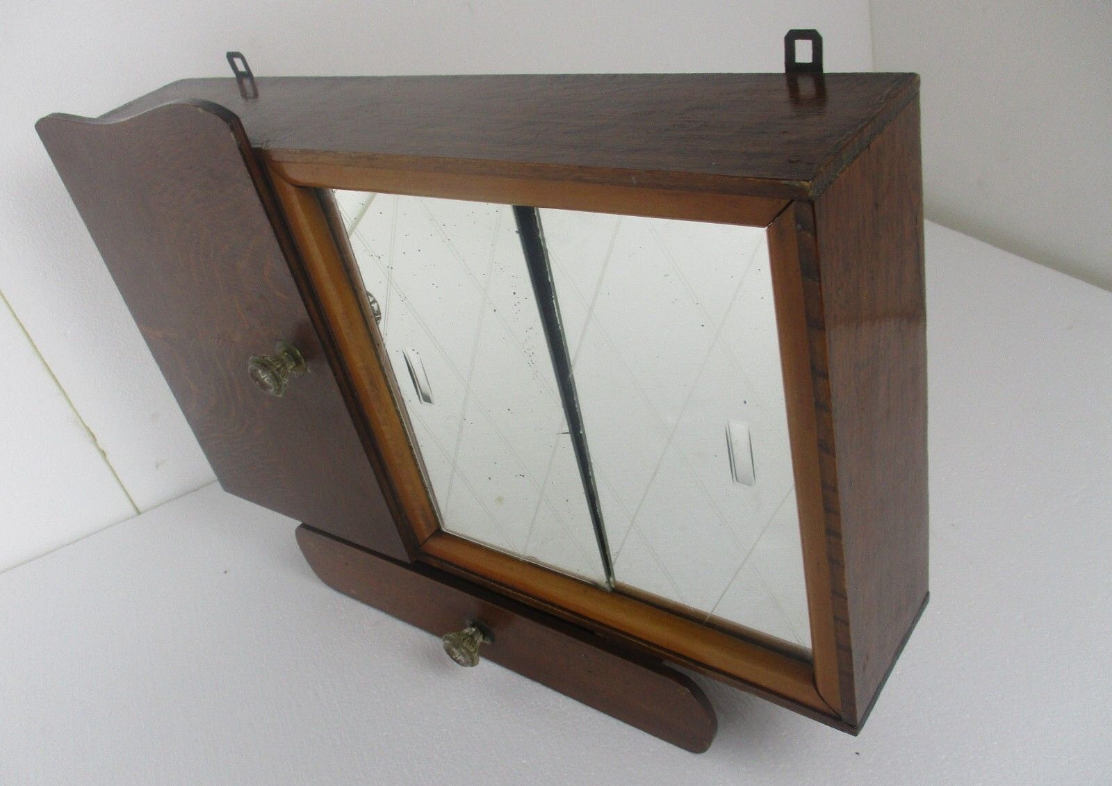 Double Apothecary Bathroom Medicine Kitchen Cabinet Wood Sliding Doors Art Deco photo vinterior