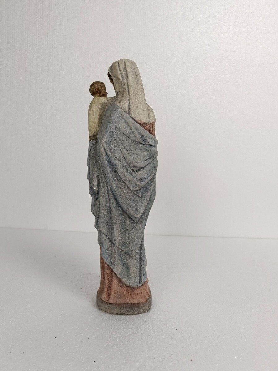 Statue Our Lady Of Tongeren Black Madonna Infant Jesus Grapes Polychrome Htf Sto photo for sale