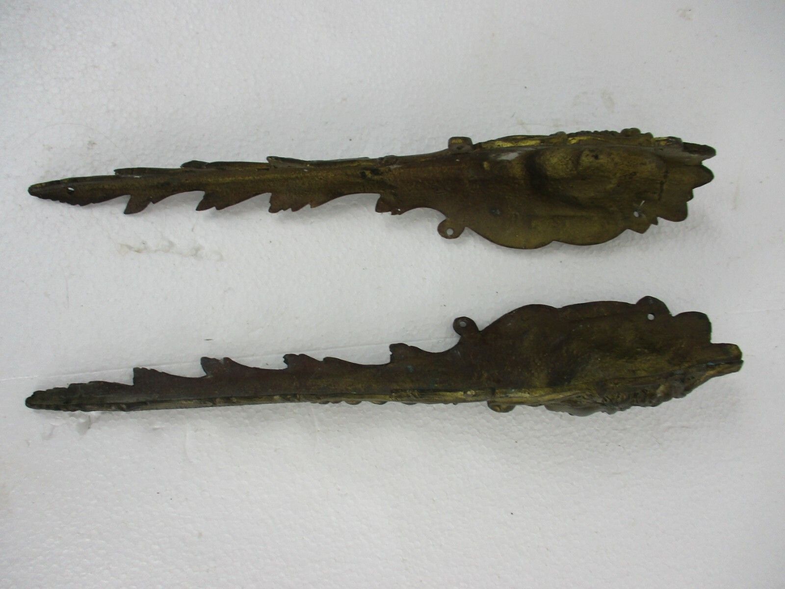 Pair Antique Brass Furniture Trim Mythical Female Head Reclaimed  Architectural photo vinterior