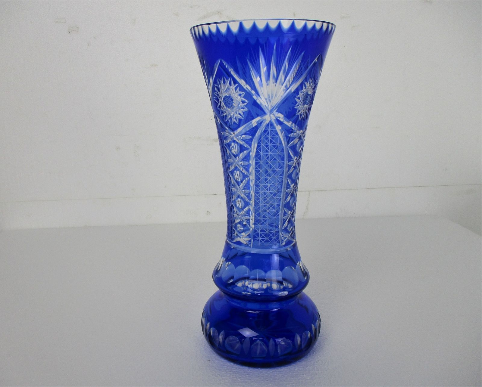 Crystal Cobalt Blue Clear To Cut Bowl Vase Dot Star Beautiful Vsl Style 13.77&Qu photo furniture