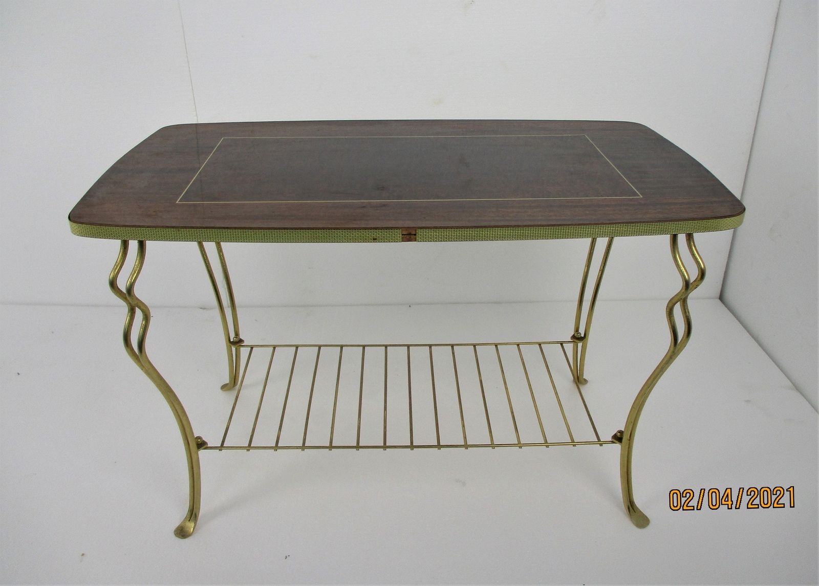 Small Vintage Coffee Table Side Occasional Table Era Eames Retro Funky Brass Woo photo furniture