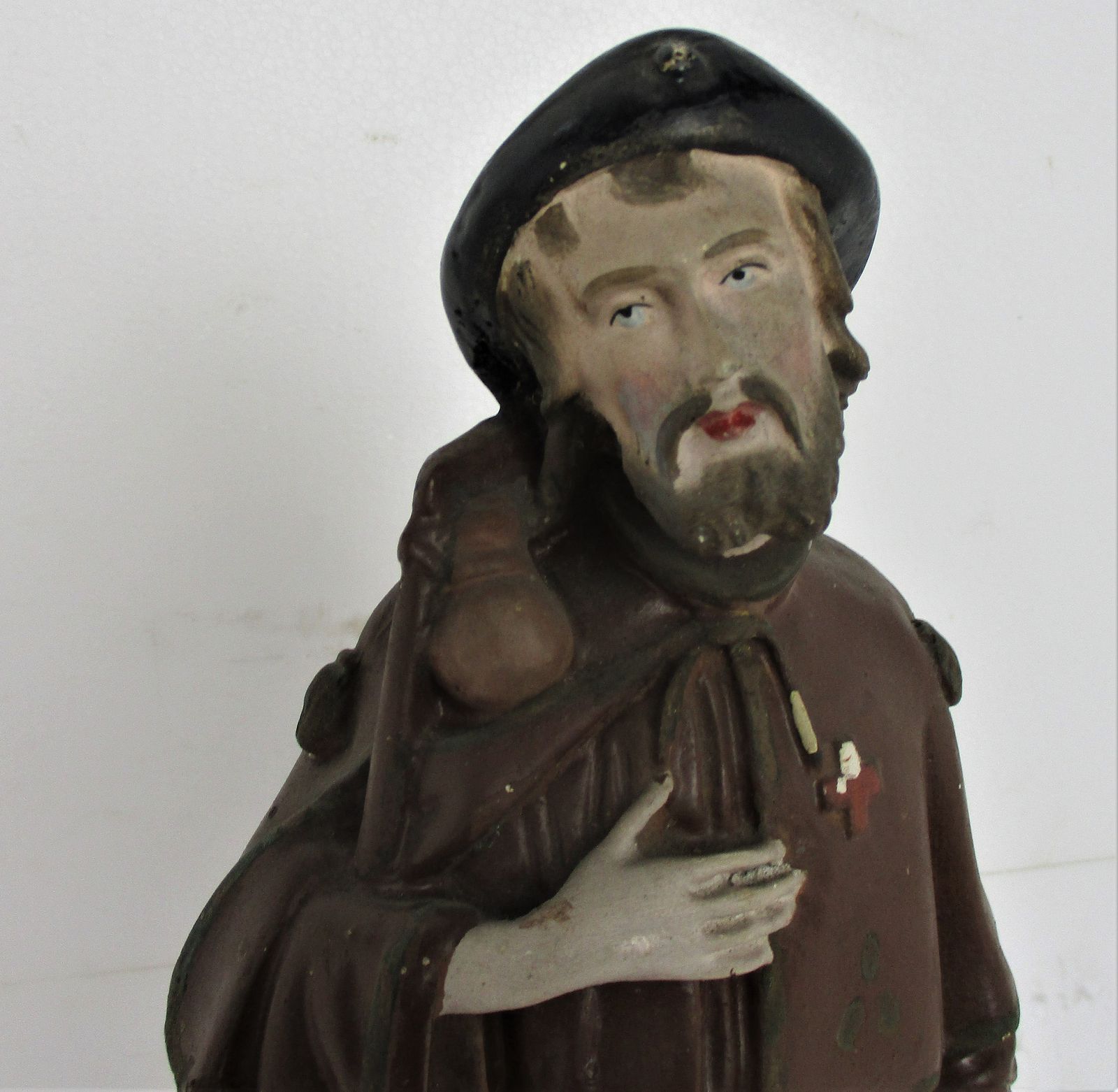 Statue Saint Roch Rocchus Rocco Plaster Patron Of Dogs Bachelors Htf 18.3" photo furniture