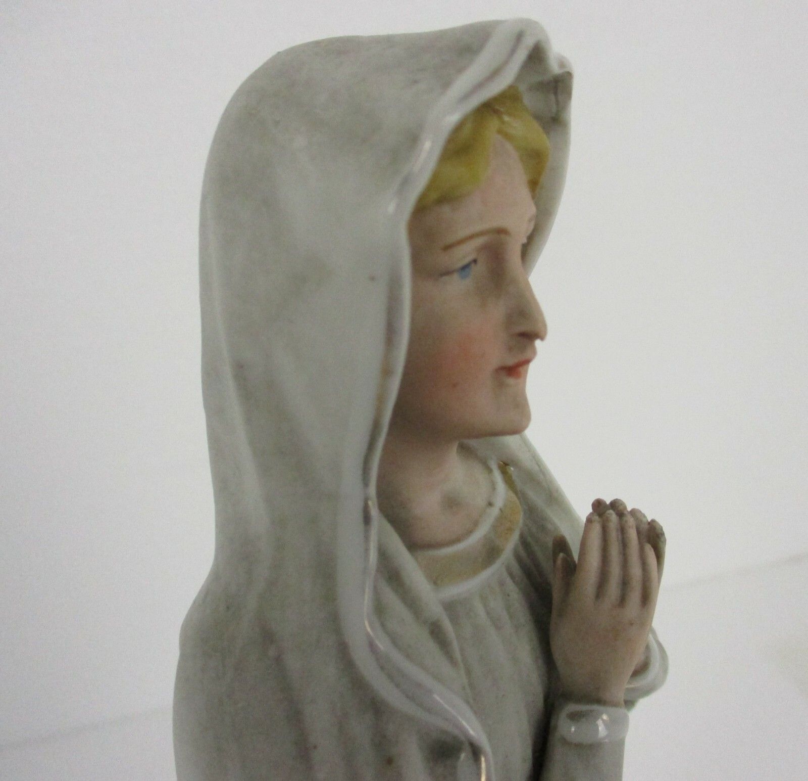 Vintage  Porcelain Bisque Statue Virgin Mary Our Lady Of Lourdes French 12.59" photo vinterior