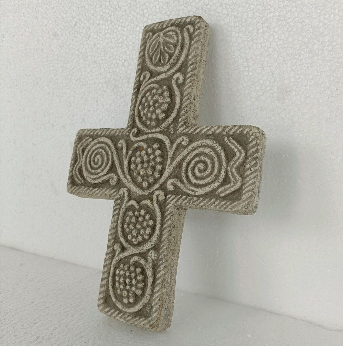 Vintage Hanging Wall Crucifix Cross Stoneware, Outside Protection photo furniture