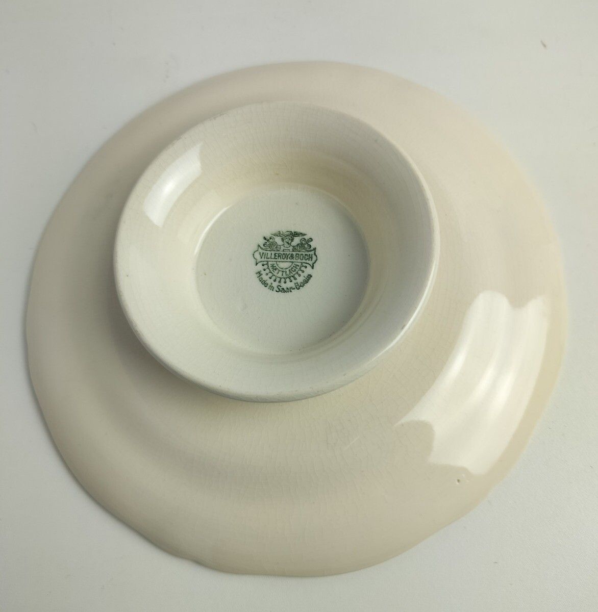 Antique 1900 Cake Stand Boch Mettlach Rare Blue Rose Pedestal Plate photo 65.0